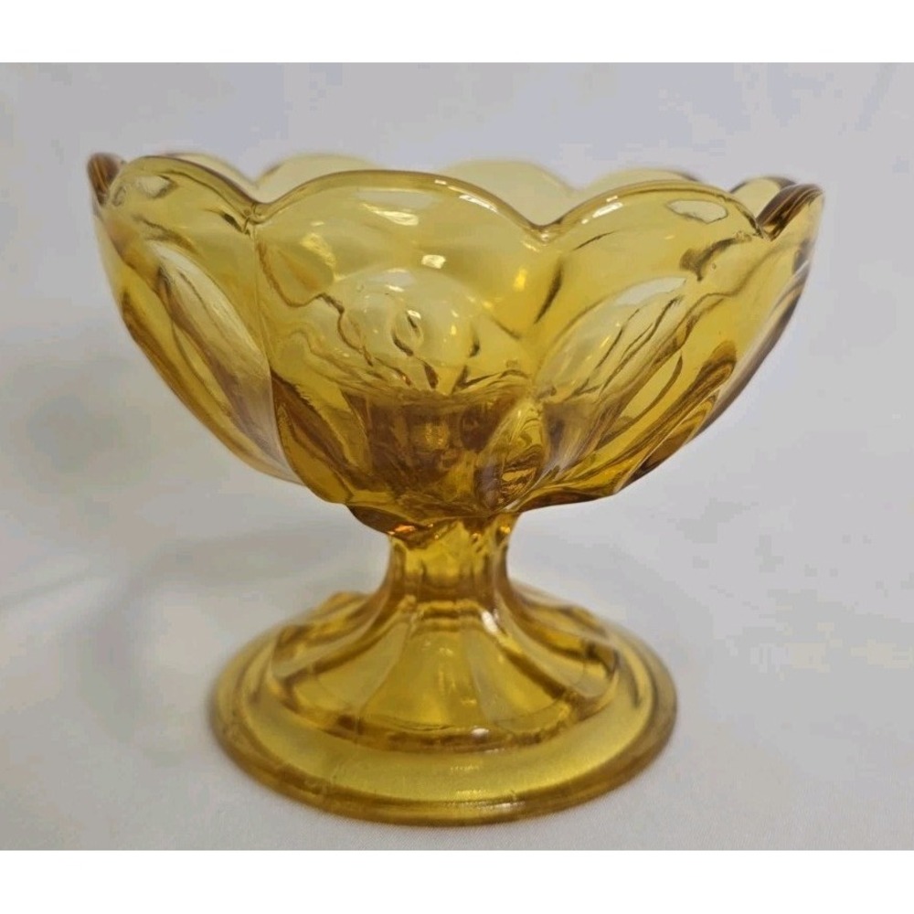 Vintage Anchor Hocking Fairfield Amber Glass Footed Pedestal Compote/Candy Dish